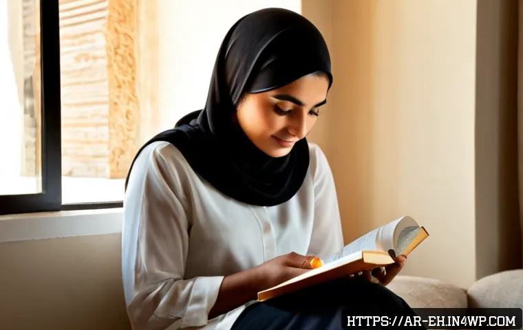 뇌 건강을 위한 비타민 D의 중요성 - Photorealistic lifestyle scene of an Arab woman in modest elegant clothing sitting beside a sunlit w...